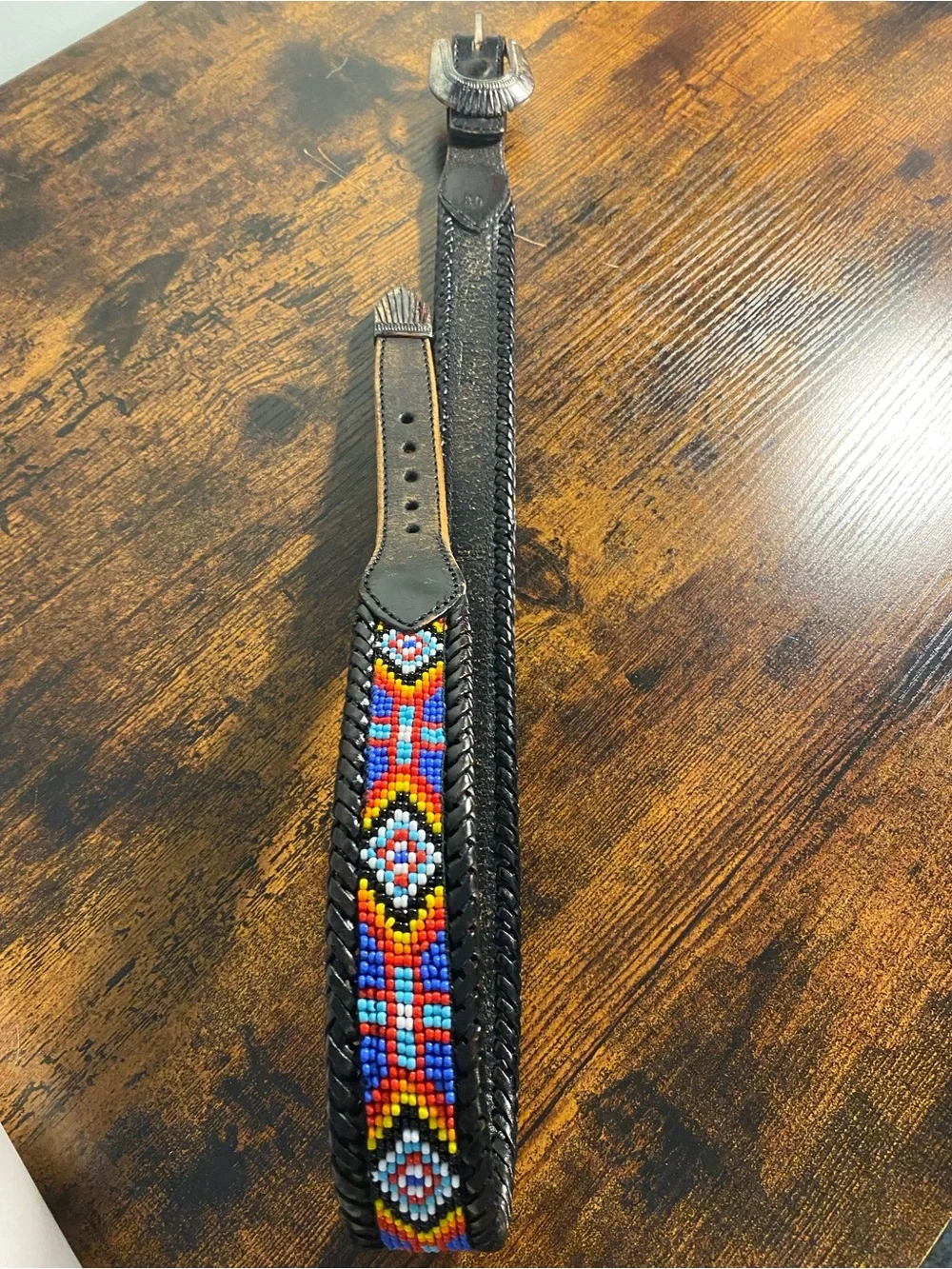 Beaded Leather Belt